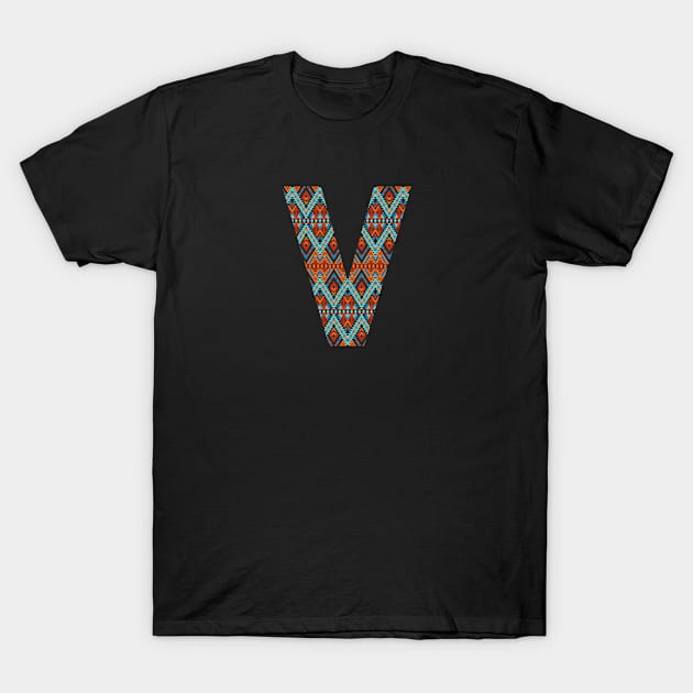 Letter V- boho design T-Shirt by RinaMosaics